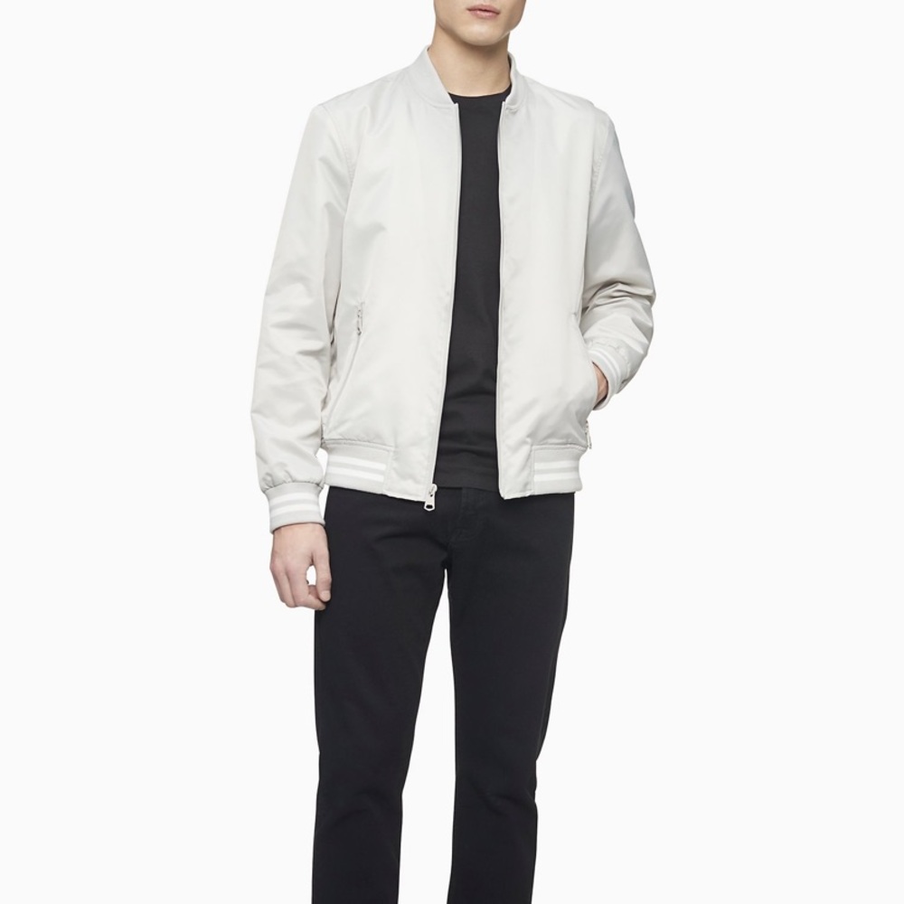 Striped Full Zip Bomber Jacket